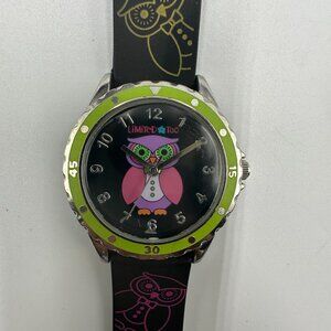 3/$30 Limited Too Girls Watch Silver Tone Black Owl Dial Round Case 8.25"